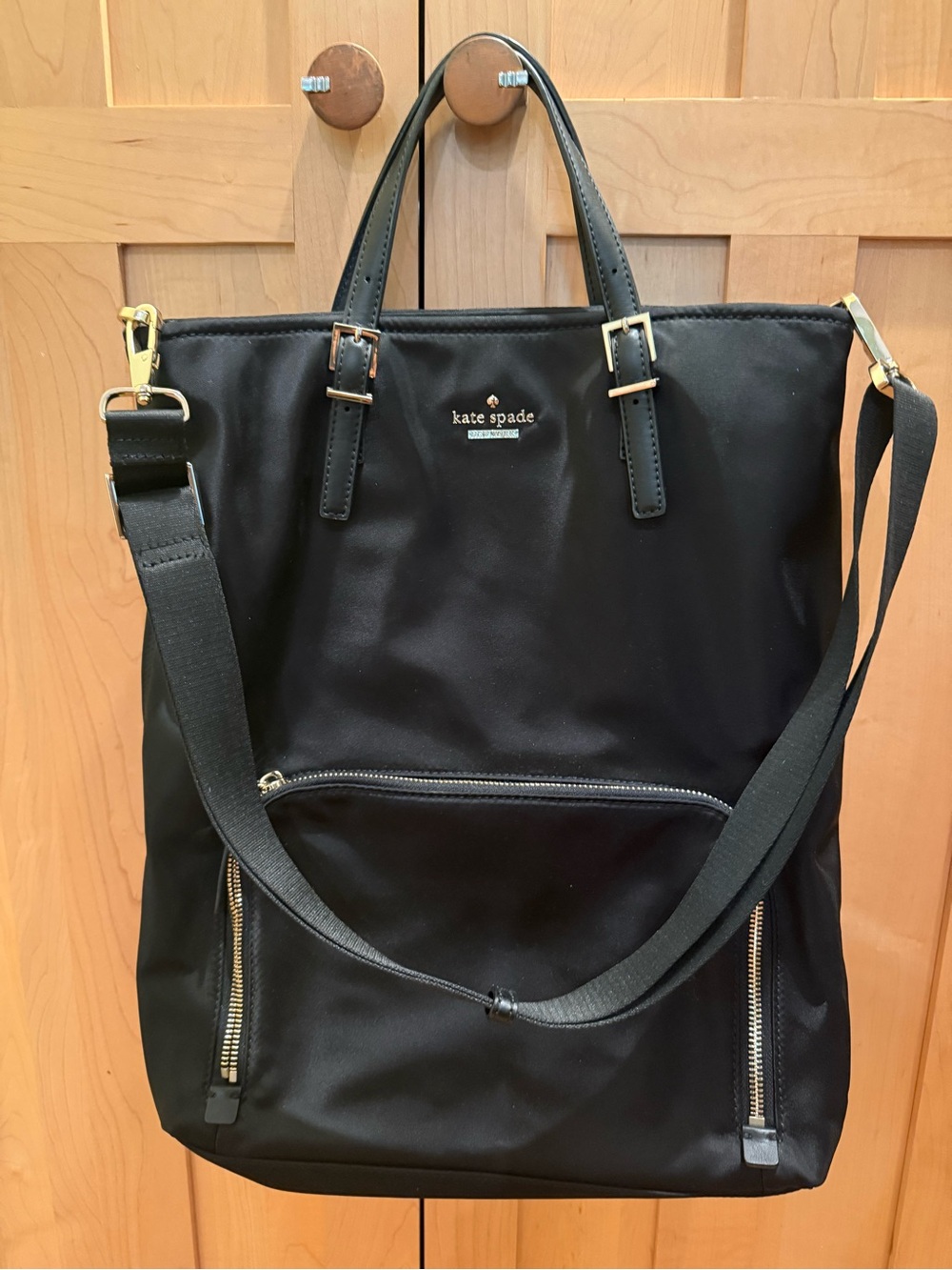 Kate Spade Black Convertible Nylon Tote